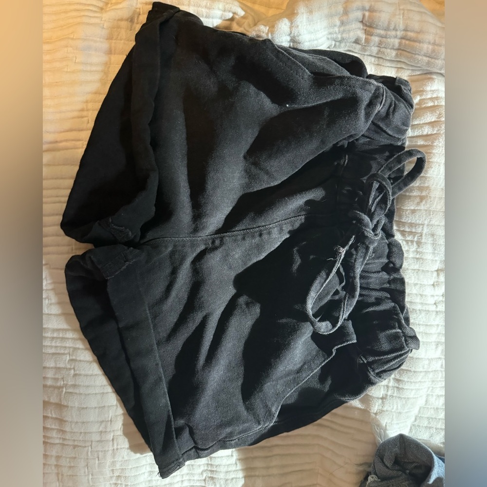 Black Tie Jean Shorts